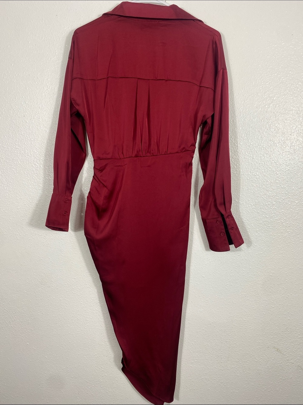 Vici Burgundy Satin Twist-Waist Midi Dress Size Xs - Picture 7 of 16